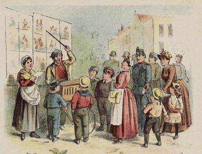 plaatje marktzangers die nederlandse volksliedjes zingen en muziek spelen